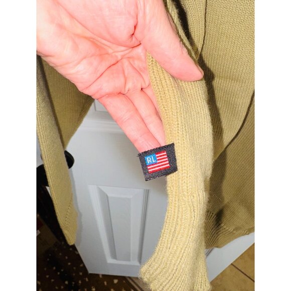 Polo Ralph Lauren Mens Preppy Oversized Tan M Turtleneck Sweater Embroidered Cit - Picture 4 of 7